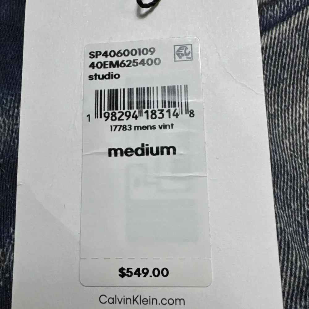 Rare!! Calvin Klein STUDIO Jeans Medium‎ M Made In Portugal 3D Printed New $549